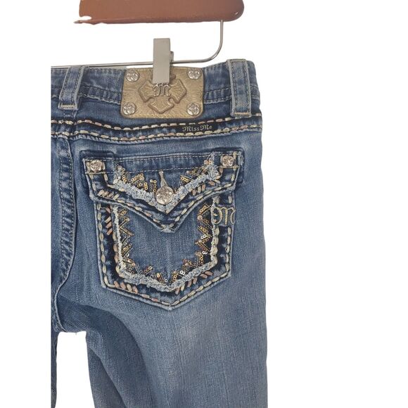 Miss Me Boyfriend Ankle Jeans 27 Womens Low Rise Distressed Skinny Bejeweled - Picture 8 of 11